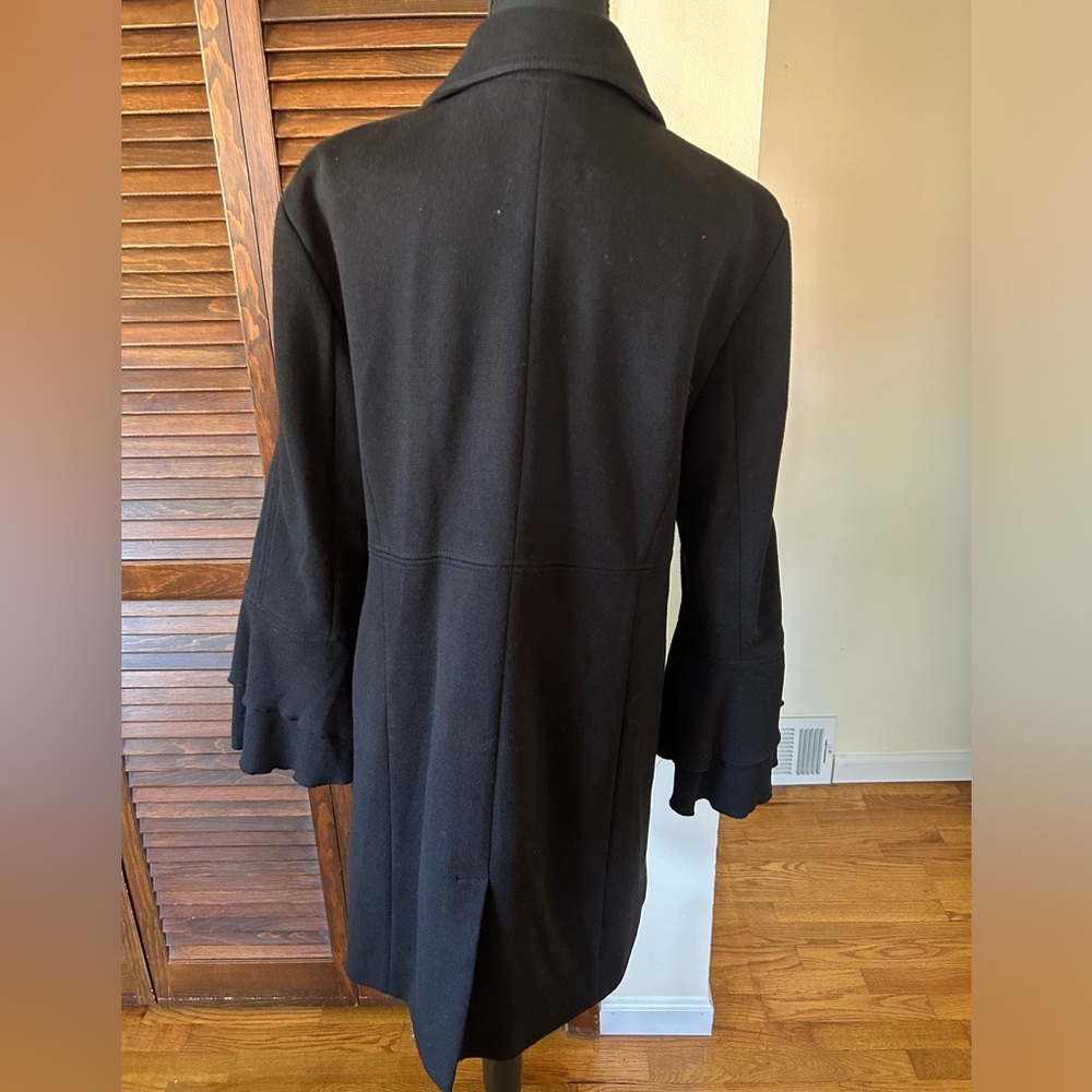 INC International Concepts Ruffle Sleeve Coat Black Size XL - Picture 4 of 6